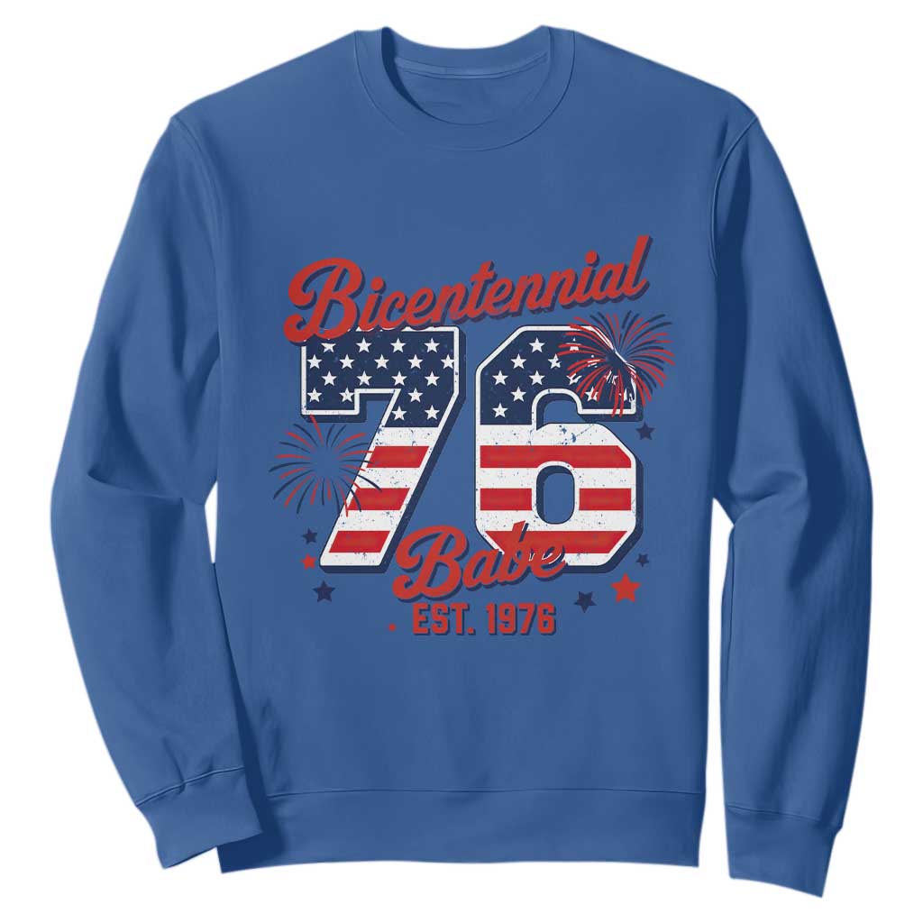 Retro Bicentennial Babe Est 1976 Sweatshirt 4th of July 50th Birthday Gift