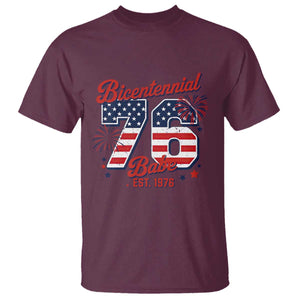 Retro Bicentennial Babe Est 1976 T Shirt 4th of July 50th Birthday Gift TS02 Maroon Print Your Wear