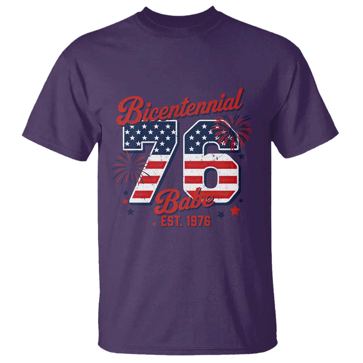 Retro Bicentennial Babe Est 1976 T Shirt 4th of July 50th Birthday Gift TS02 Purple Print Your Wear