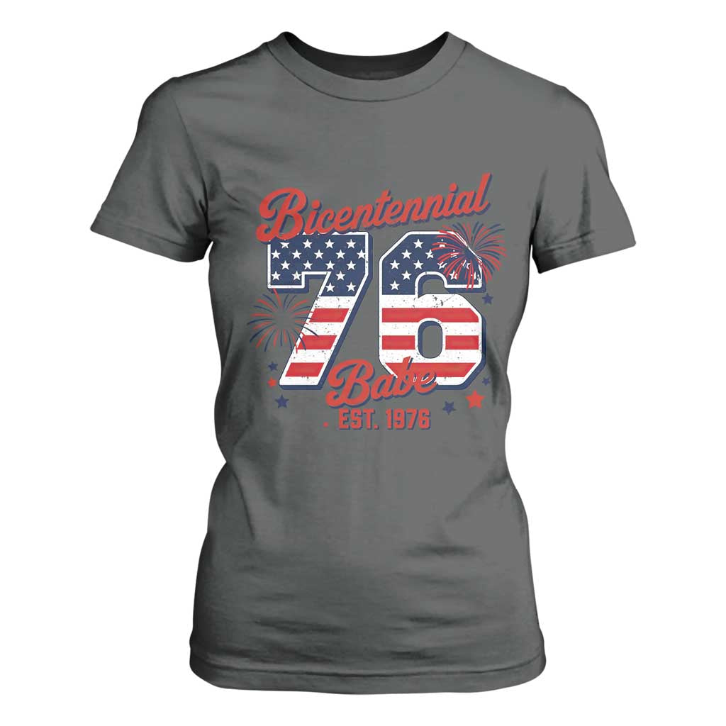 Retro Bicentennial Babe Est 1976 T Shirt For Women 4th of July 50th Birthday Gift