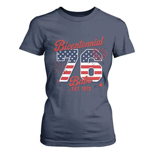 Retro Bicentennial Babe Est 1976 T Shirt For Women 4th of July 50th Birthday Gift