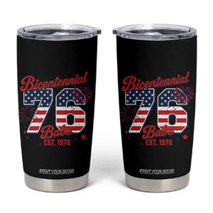 Retro Bicentennial Babe Est 1976 Tumbler Cup 4th of July 50th Birthday Gift TS02 Black Print Your Wear