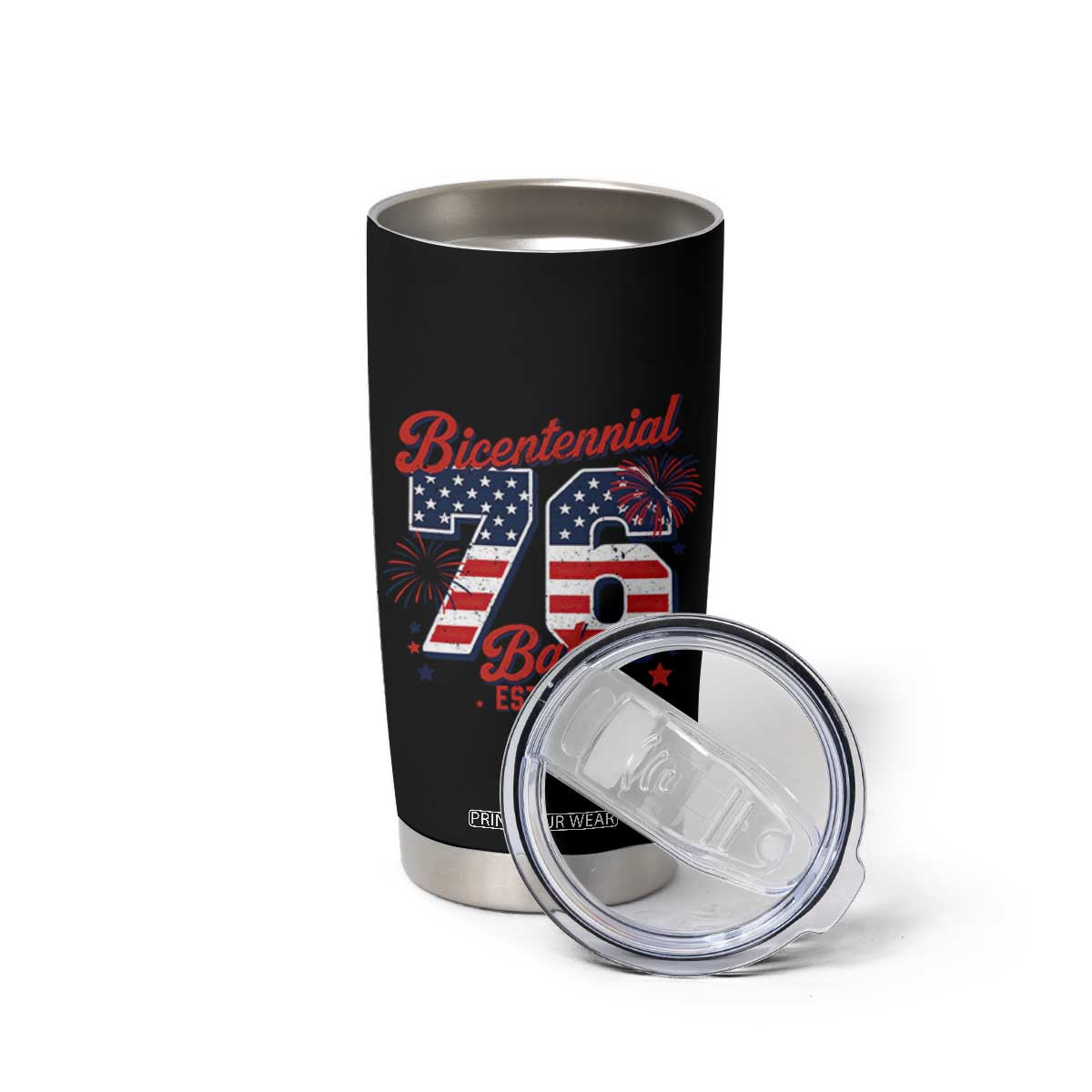 Retro Bicentennial Babe Est 1976 Tumbler Cup 4th of July 50th Birthday Gift TS02 Print Your Wear