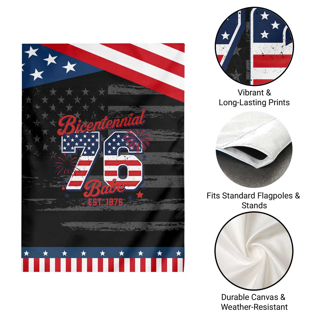 Retro Bicentennial Babe Est 1976 Patriotic Garden Flag 4th of July 50th Birthday Gift