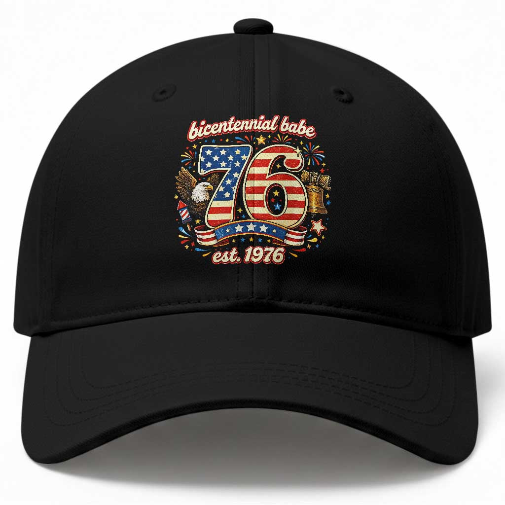 Patriotic Bicentennial Babe Est 1976 Baseball Cap Eagle Fireworks 50th Birthday