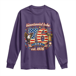 Patriotic Bicentennial Babe Est 1976 Long Sleeve Shirt Eagle Fireworks 50th Birthday TS02 Purple Print Your Wear
