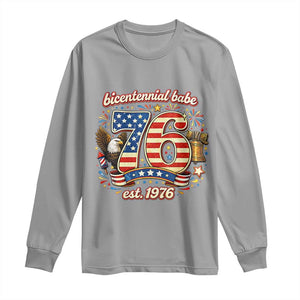 Patriotic Bicentennial Babe Est 1976 Long Sleeve Shirt Eagle Fireworks 50th Birthday TS02 Sport Gray Print Your Wear