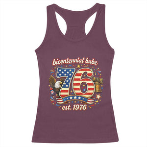 Patriotic Bicentennial Babe Est 1976 Racerback Tank Top Eagle Fireworks 50th Birthday TS02 Maroon Print Your Wear