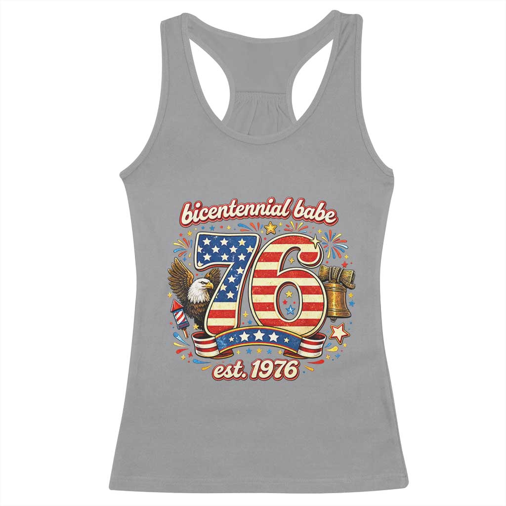 Patriotic Bicentennial Babe Est 1976 Racerback Tank Top Eagle Fireworks 50th Birthday TS02 Sport Gray Print Your Wear