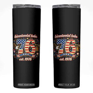 Patriotic Bicentennial Babe Est 1976 Skinny Tumbler Eagle Fireworks 50th Birthday TS02 Black Print Your Wear