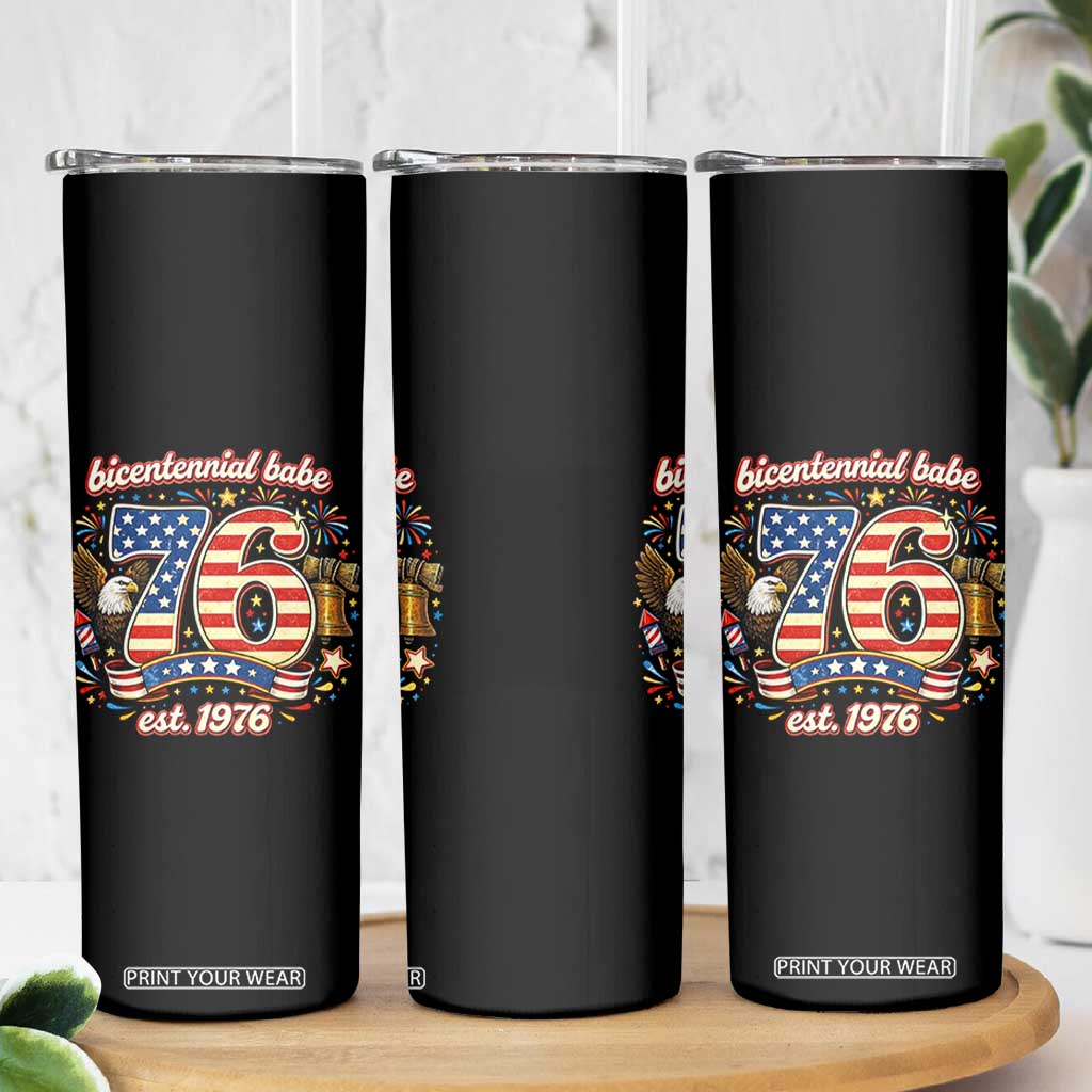 Patriotic Bicentennial Babe Est 1976 Skinny Tumbler Eagle Fireworks 50th Birthday TS02 Print Your Wear
