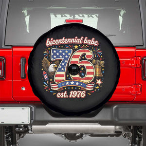 Patriotic Bicentennial Babe Est 1976 Spare Tire Cover Eagle Fireworks 50th Birthday TS02 Black Print Your Wear
