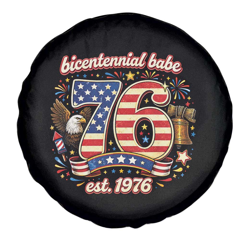 Patriotic Bicentennial Babe Est 1976 Spare Tire Cover Eagle Fireworks 50th Birthday TS02 Print Your Wear