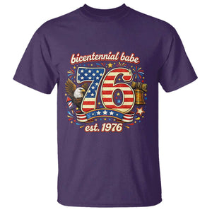 Patriotic Bicentennial Babe Est 1976 T Shirt Eagle Fireworks 50th Birthday TS02 Purple Print Your Wear