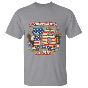 Patriotic Bicentennial Babe Est 1976 T Shirt Eagle Fireworks 50th Birthday TS02 Sport Gray Print Your Wear