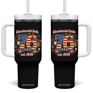 Patriotic Bicentennial Babe Est 1976 Tumbler With Handle Eagle Fireworks 50th Birthday TS02 One Size: 40 oz Black Print Your Wear
