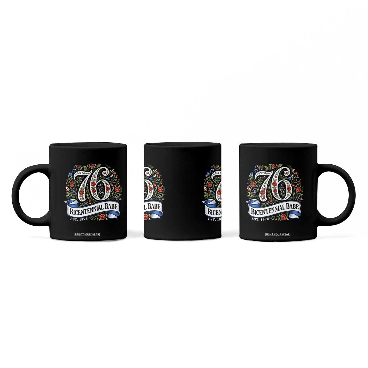 Vintage Floral Bicentennial Babe Est 1976 Coffee Mug Elegant 50th Birthday TS02 Print Your Wear