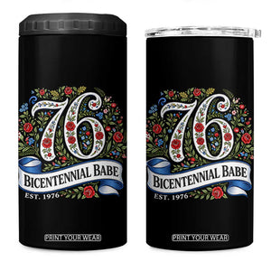 Vintage Floral Bicentennial Babe Est 1976 4 in 1 Can Cooler Tumbler Elegant 50th Birthday TS02 One Size: 16 oz Black Print Your Wear