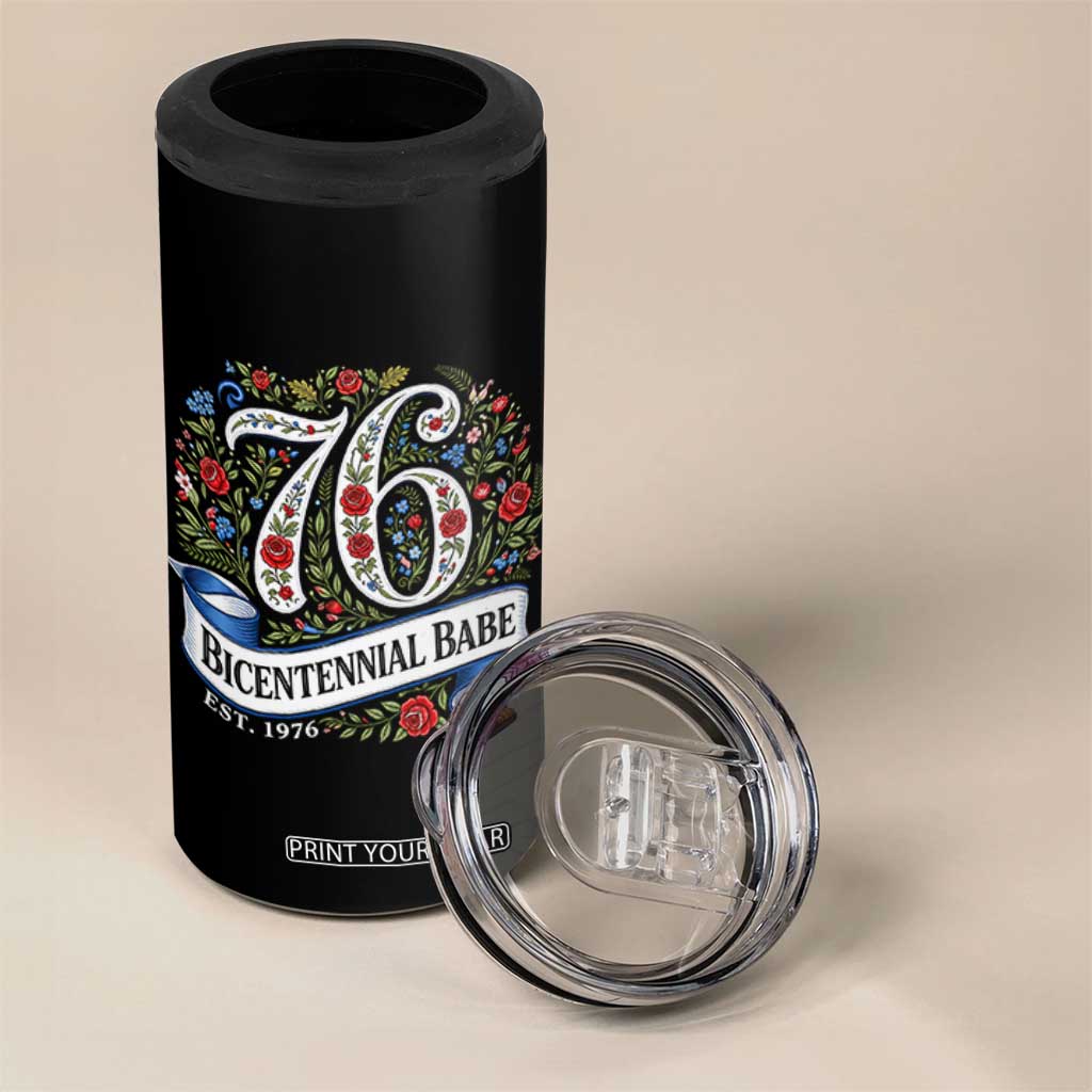 Vintage Floral Bicentennial Babe Est 1976 4 in 1 Can Cooler Tumbler Elegant 50th Birthday TS02 Print Your Wear