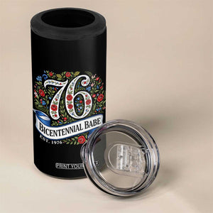 Vintage Floral Bicentennial Babe Est 1976 4 in 1 Can Cooler Tumbler Elegant 50th Birthday TS02 Print Your Wear