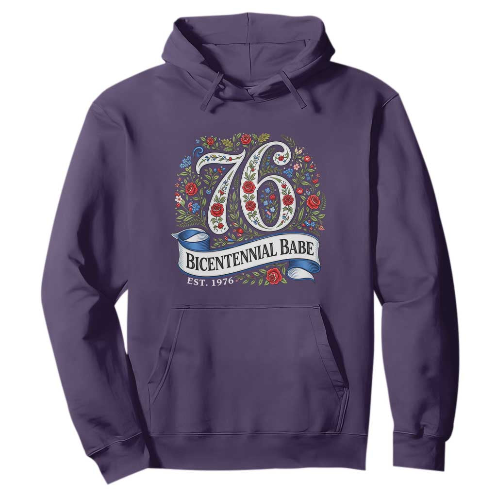 Vintage Floral Bicentennial Babe Est 1976 Hoodie Elegant 50th Birthday