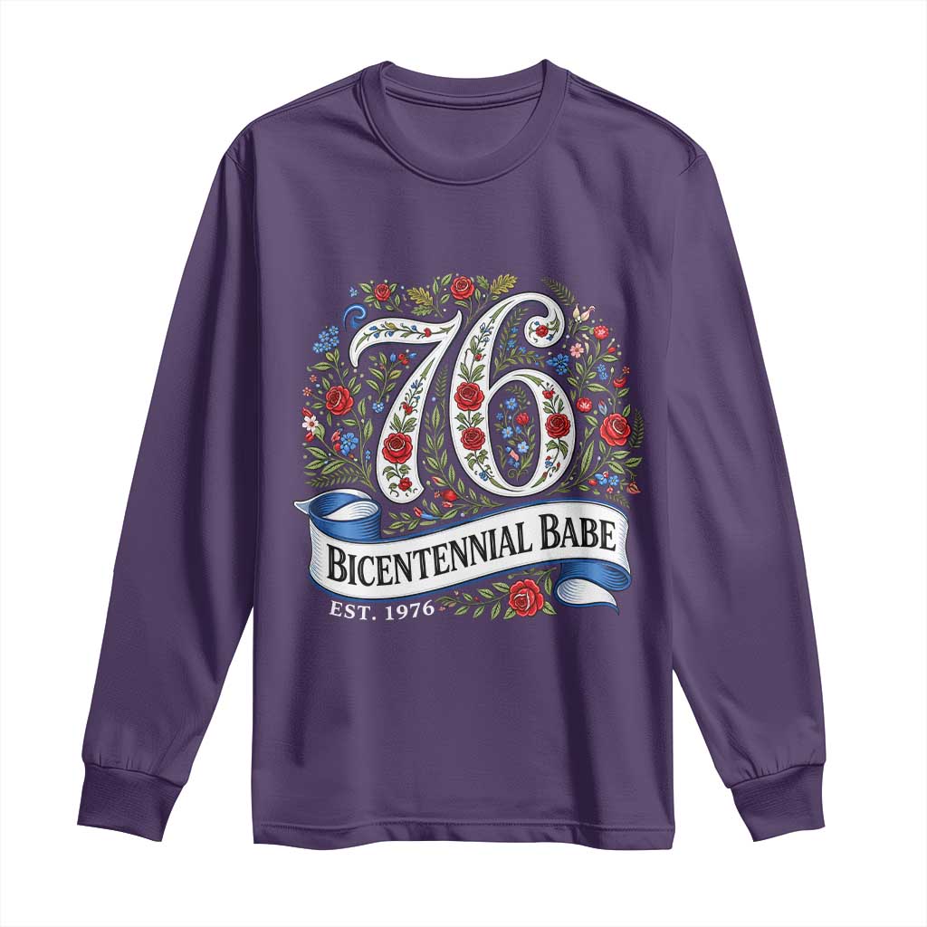 Vintage Floral Bicentennial Babe Est 1976 Long Sleeve Shirt Elegant 50th Birthday TS02 Purple Print Your Wear