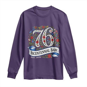 Vintage Floral Bicentennial Babe Est 1976 Long Sleeve Shirt Elegant 50th Birthday TS02 Purple Print Your Wear