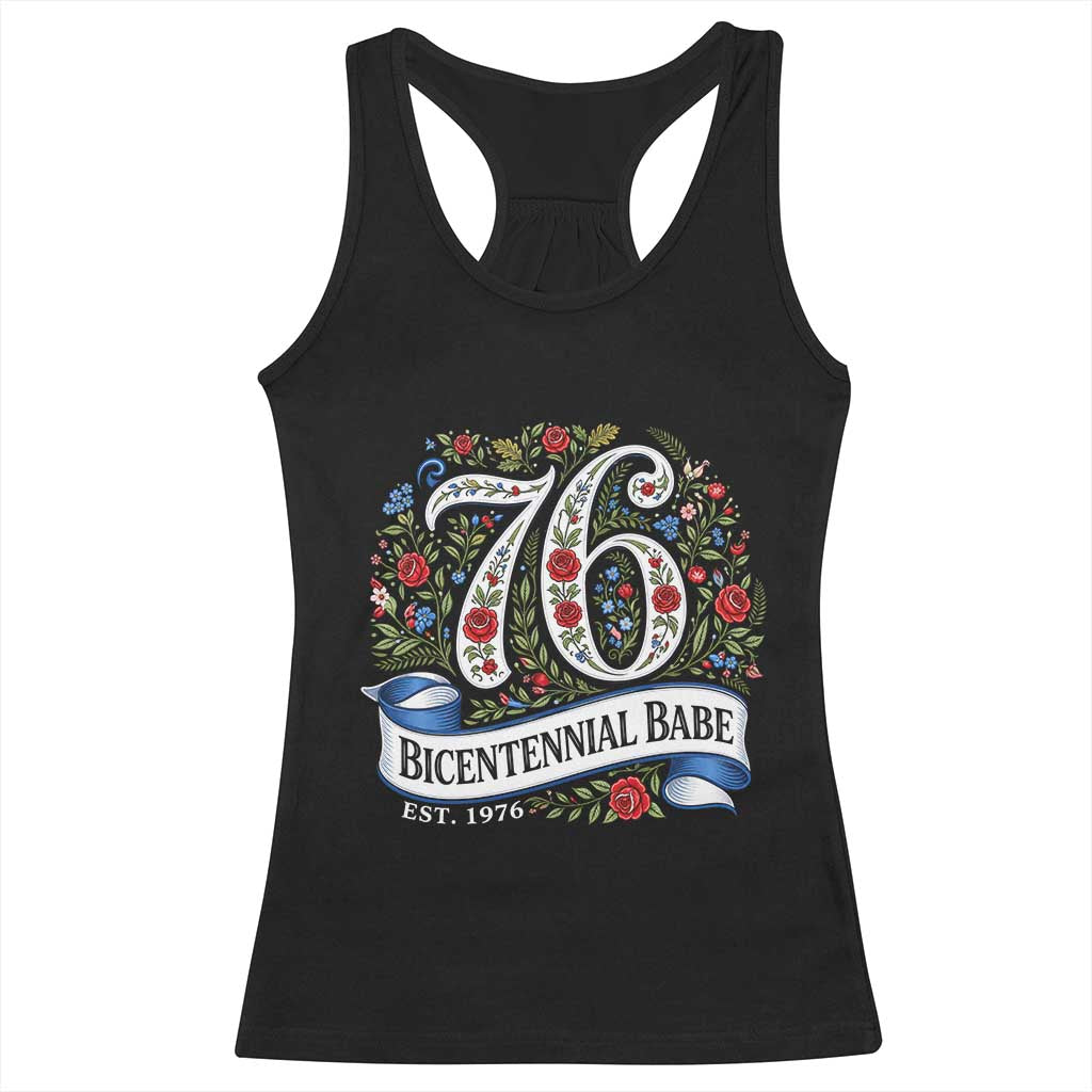 Vintage Floral Bicentennial Babe Est 1976 Racerback Tank Top Elegant 50th Birthday