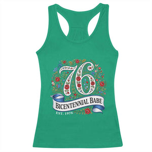 Vintage Floral Bicentennial Babe Est 1976 Racerback Tank Top Elegant 50th Birthday