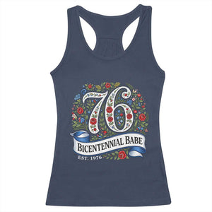 Vintage Floral Bicentennial Babe Est 1976 Racerback Tank Top Elegant 50th Birthday