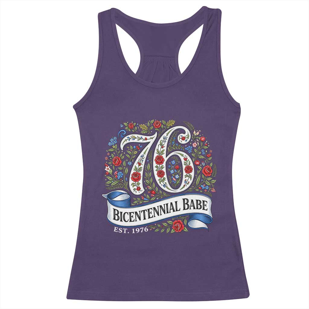 Vintage Floral Bicentennial Babe Est 1976 Racerback Tank Top Elegant 50th Birthday