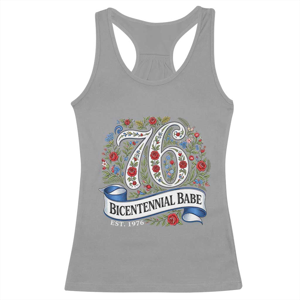 Vintage Floral Bicentennial Babe Est 1976 Racerback Tank Top Elegant 50th Birthday