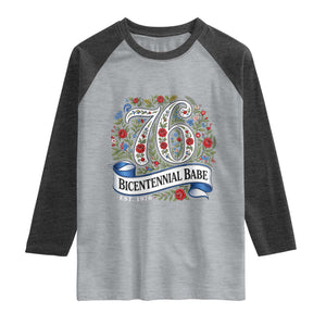 Vintage Floral Bicentennial Babe Est 1976 Raglan Shirt Elegant 50th Birthday TS02 Heather Gray Heather Charcoal Print Your Wear