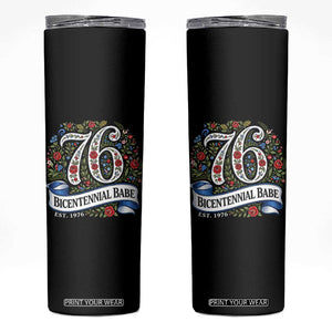 Vintage Floral Bicentennial Babe Est 1976 Skinny Tumbler Elegant 50th Birthday TS02 Black Print Your Wear