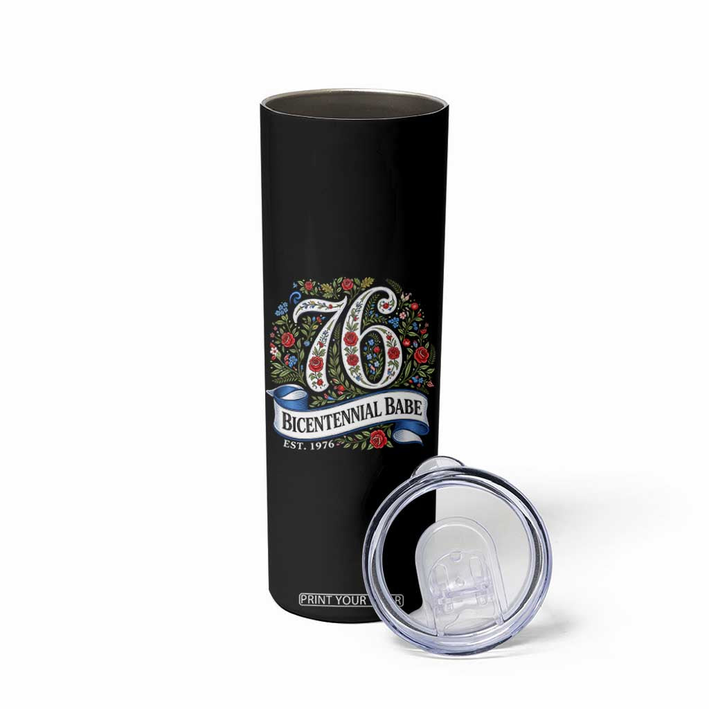 Vintage Floral Bicentennial Babe Est 1976 Skinny Tumbler Elegant 50th Birthday TS02 Print Your Wear
