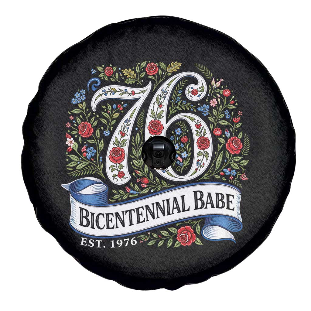 Vintage Floral Bicentennial Babe Est 1976 Spare Tire Cover Elegant 50th Birthday TS02 Print Your Wear