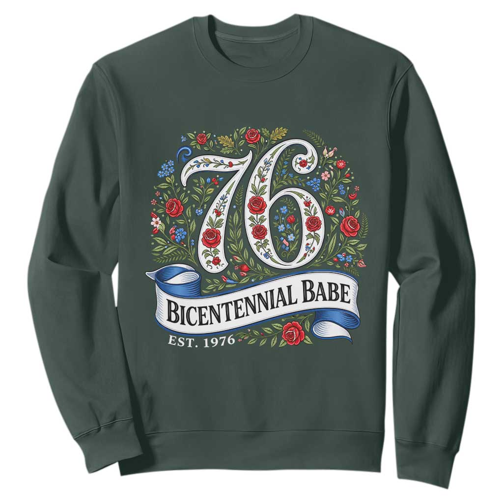 Vintage Floral Bicentennial Babe Est 1976 Sweatshirt Elegant 50th Birthday