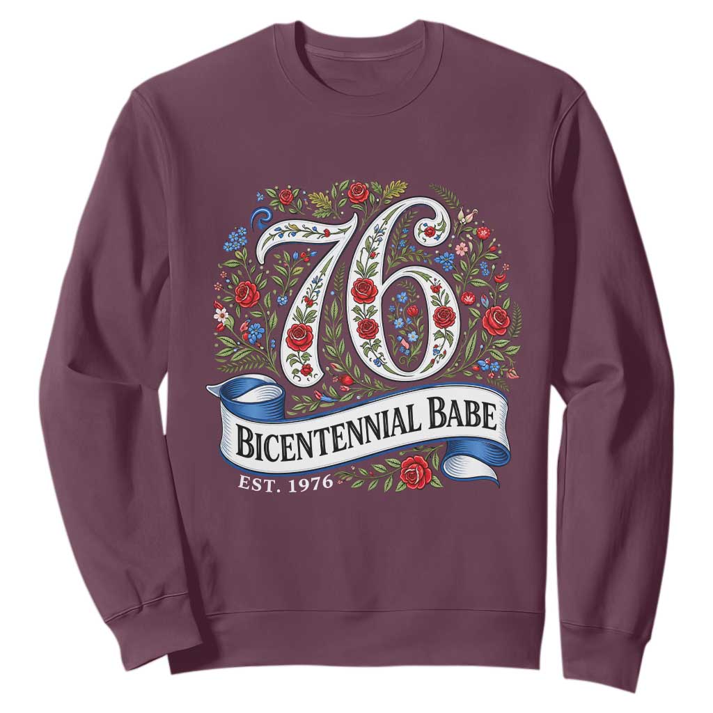 Vintage Floral Bicentennial Babe Est 1976 Sweatshirt Elegant 50th Birthday