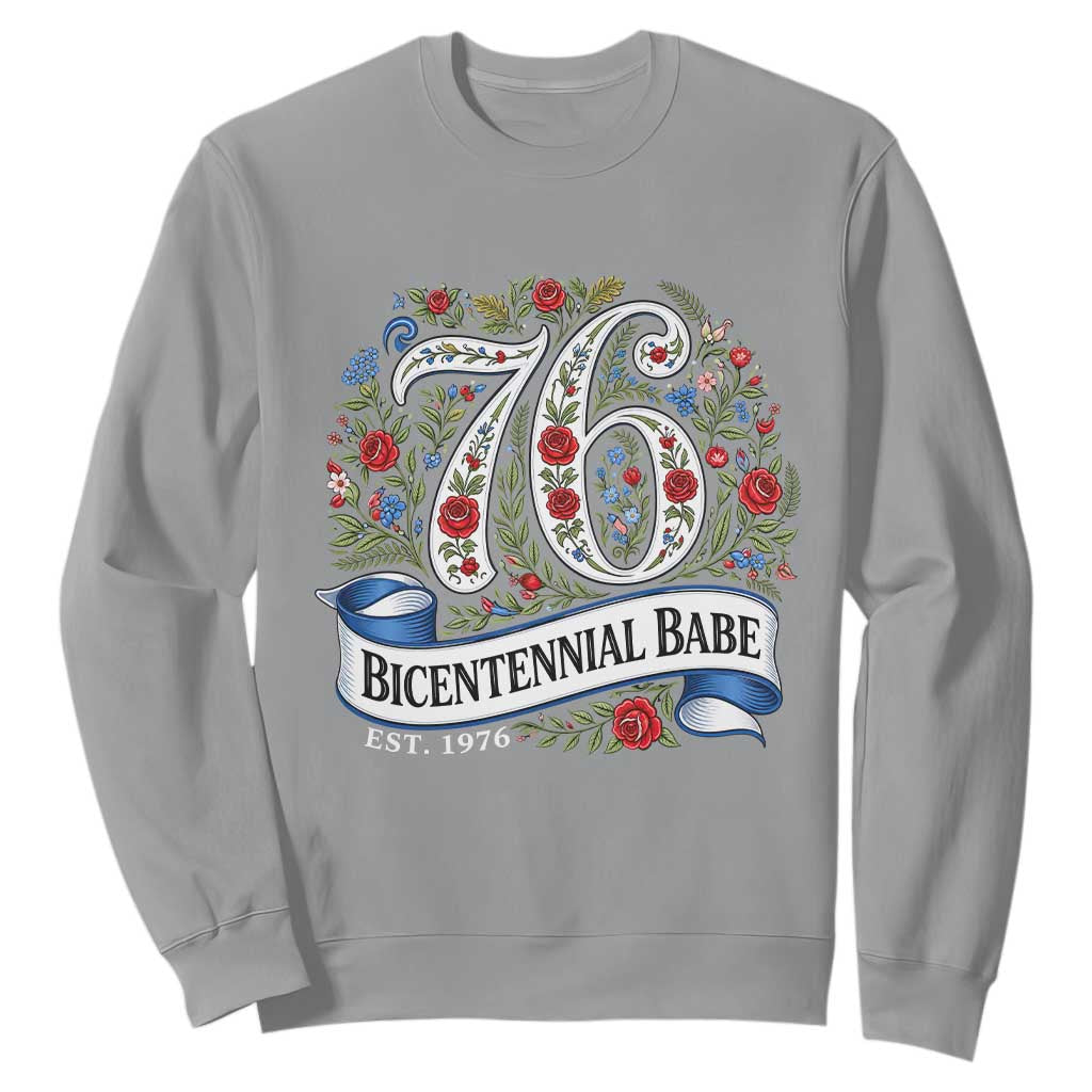 Vintage Floral Bicentennial Babe Est 1976 Sweatshirt Elegant 50th Birthday