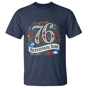 Vintage Floral Bicentennial Babe Est 1976 T Shirt Elegant 50th Birthday