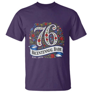 Vintage Floral Bicentennial Babe Est 1976 T Shirt Elegant 50th Birthday