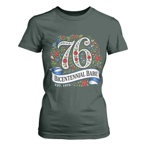 Vintage Floral Bicentennial Babe Est 1976 T Shirt For Women Elegant 50th Birthday TS02 Dark Forest Green Print Your Wear