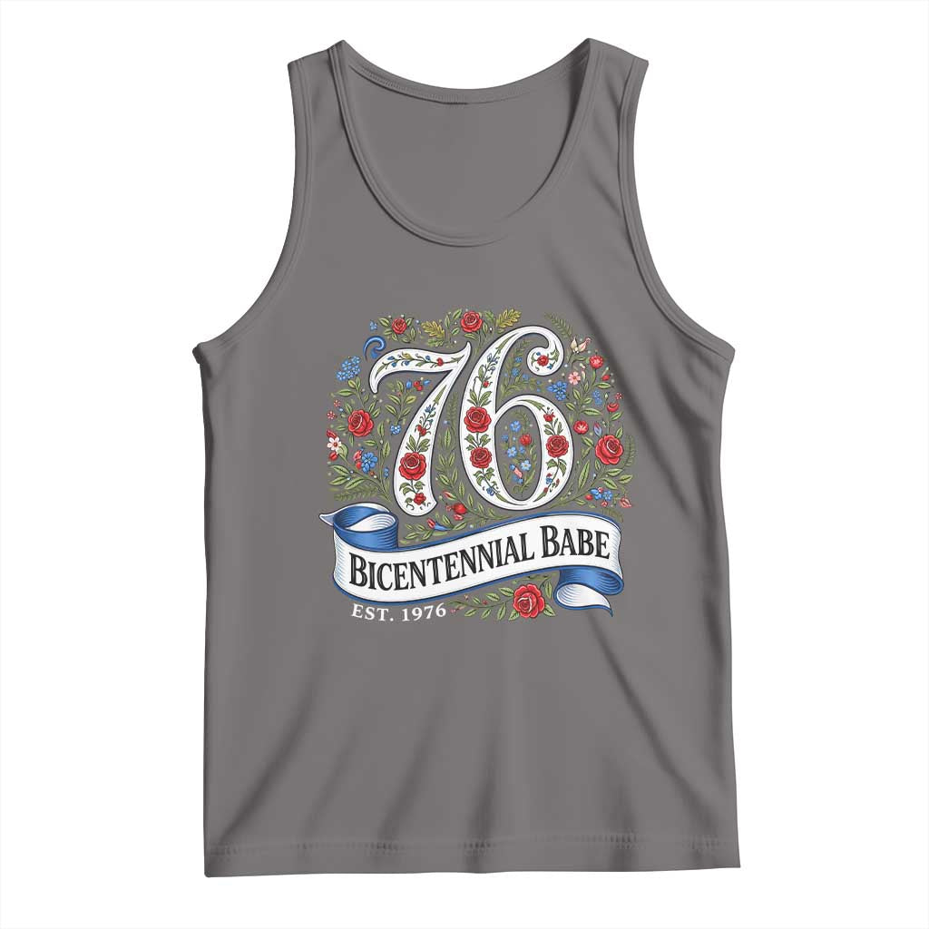 Vintage Floral Bicentennial Babe Est 1976 Tank Top Elegant 50th Birthday TS02 Deep Heather Print Your Wear