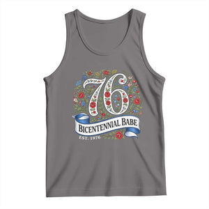 Vintage Floral Bicentennial Babe Est 1976 Tank Top Elegant 50th Birthday TS02 Deep Heather Print Your Wear