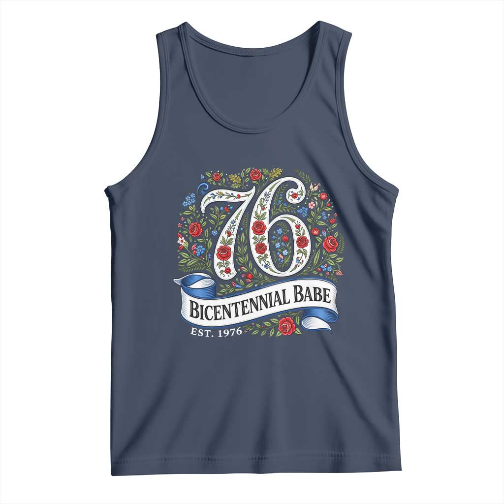 Vintage Floral Bicentennial Babe Est 1976 Tank Top Elegant 50th Birthday TS02 Navy Print Your Wear