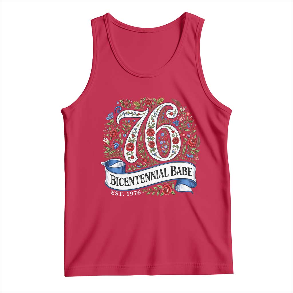 Vintage Floral Bicentennial Babe Est 1976 Tank Top Elegant 50th Birthday TS02 Red Print Your Wear