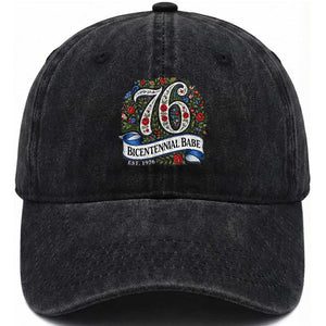 Vintage Floral Bicentennial Babe Est 1976 Washed Cotton Baseball Cap Elegant 50th Birthday TS02 Print Your Wear