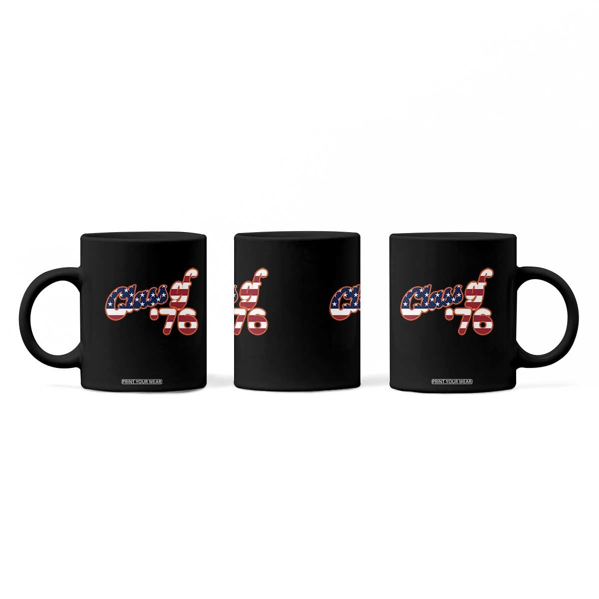 Patriotic Class of 76 Retro American Flag Script Coffee Mug Graduation Birthday Milestone