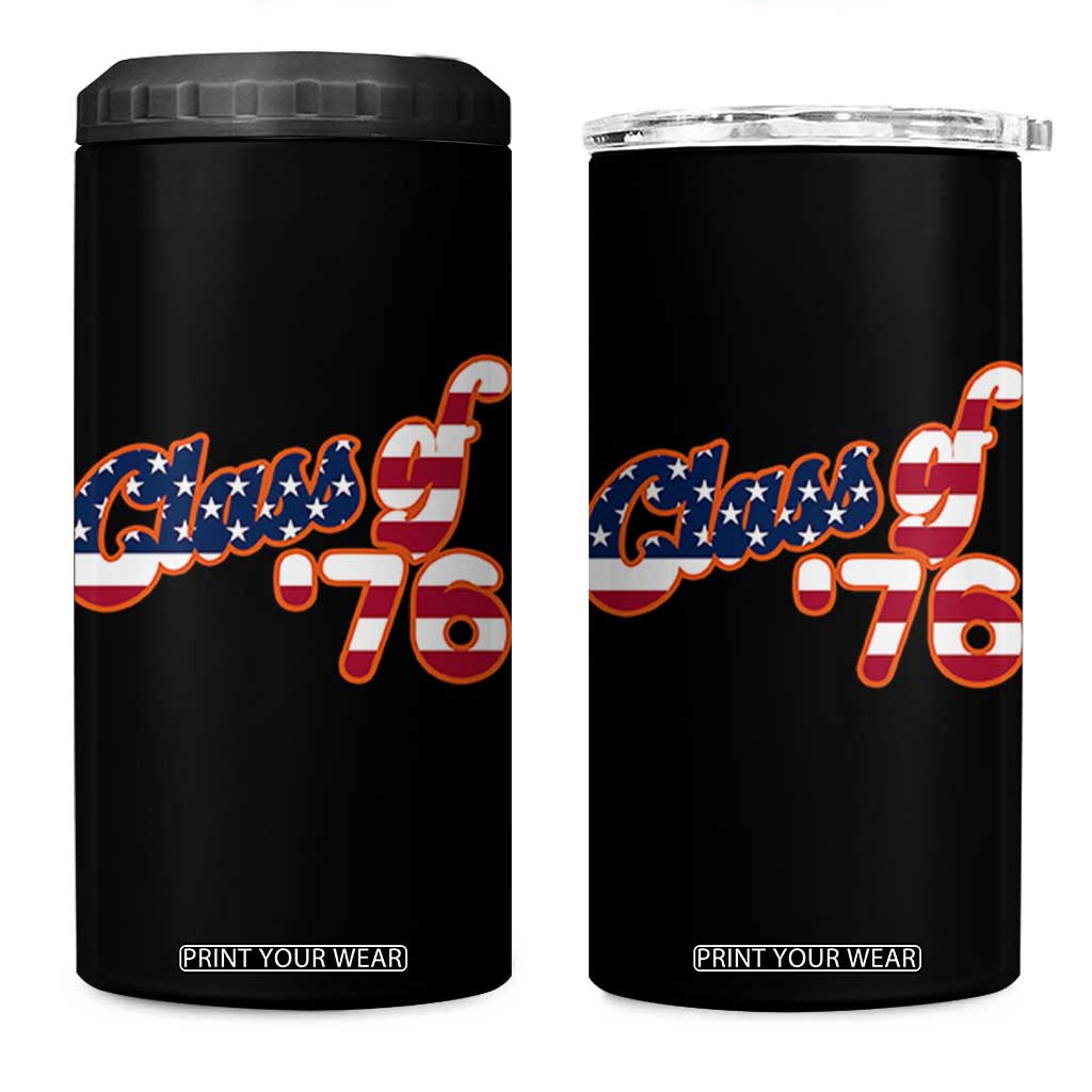 Patriotic Class of 76 Retro American Flag Script 4 in 1 Can Cooler Tumbler Graduation Birthday Milestone TS02 One Size: 16 oz Black Print Your Wear