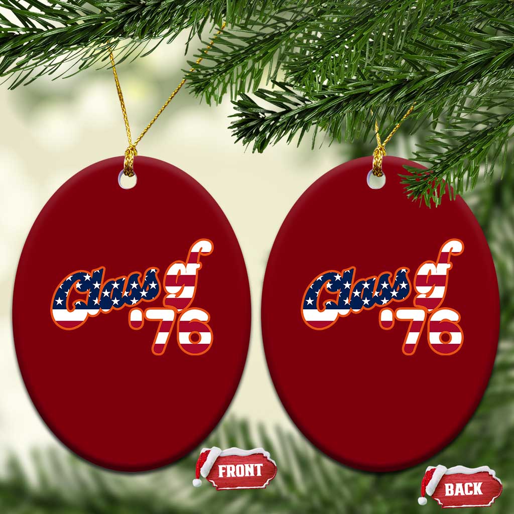 Patriotic Class of 76 Retro American Flag Script Ceramic Ornament Graduation Birthday Milestone TS02 Print Your Wear